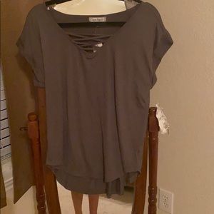 Olive green short sleeve top